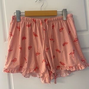 Charisma Pink Lounge Shorts Pajama Bottoms with Flamingo Print Size Medium